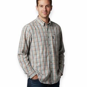 COLUMBIA Men’s Multicolor Plaid Long Sleeve Button Down Shirt Size Large